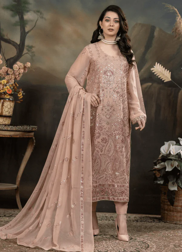 MBM-01<br> Elegant Embroidered Chiffon Suit