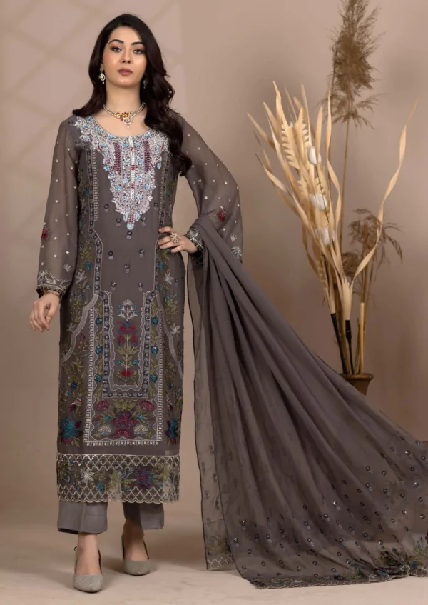 MBM-18<br>Graceful Grey Embroidered Ensemble