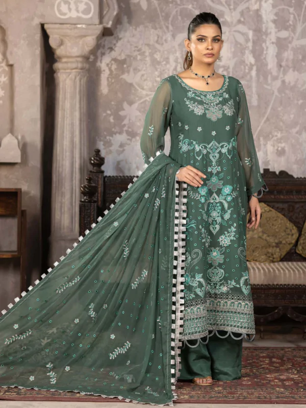 MBM-22<br>Elegant Green Chiffon Ensemble