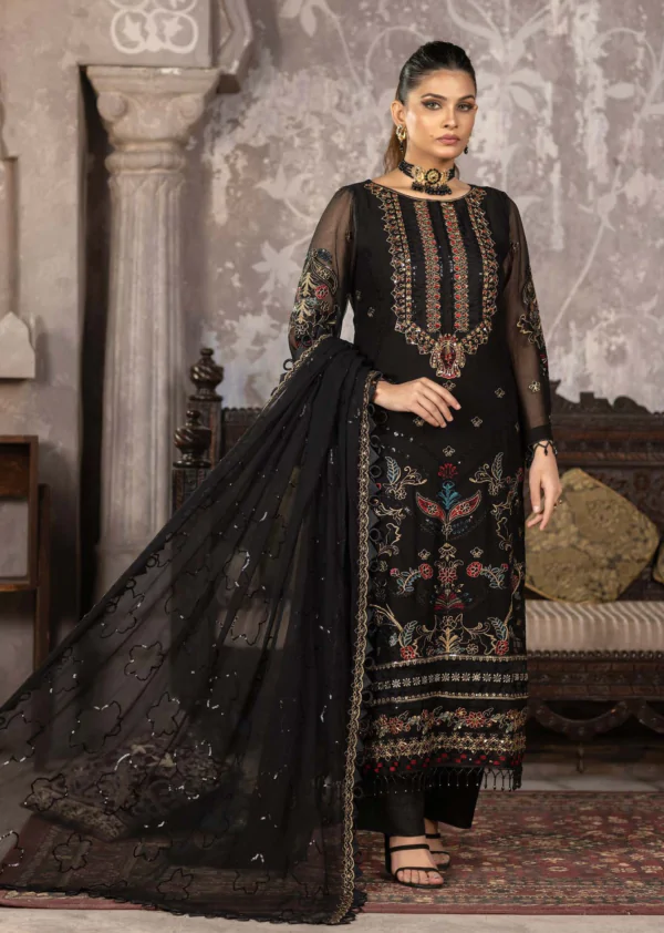 MBM-27<br>Black Embroidered Chiffon Ensemble