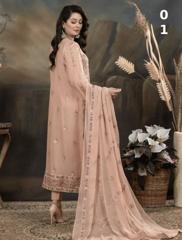 MBM-01<br> Elegant Embroidered Chiffon Suit