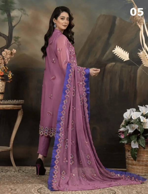 MBM-05<br> Elegant Embroidered Chiffon Ensemble