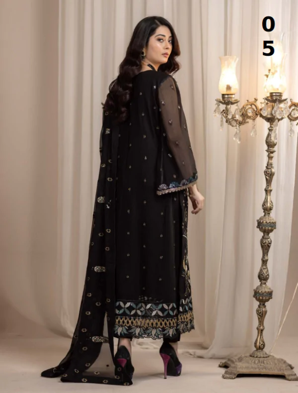 MBM-15<br>Luxe Black Embroidered Chiffon Ensemble